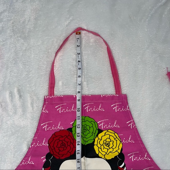 Frida Kahlo Kitchen Apron Fridita Mandil Pink handmade Adult Pockets garment* - Picture 7 of 10